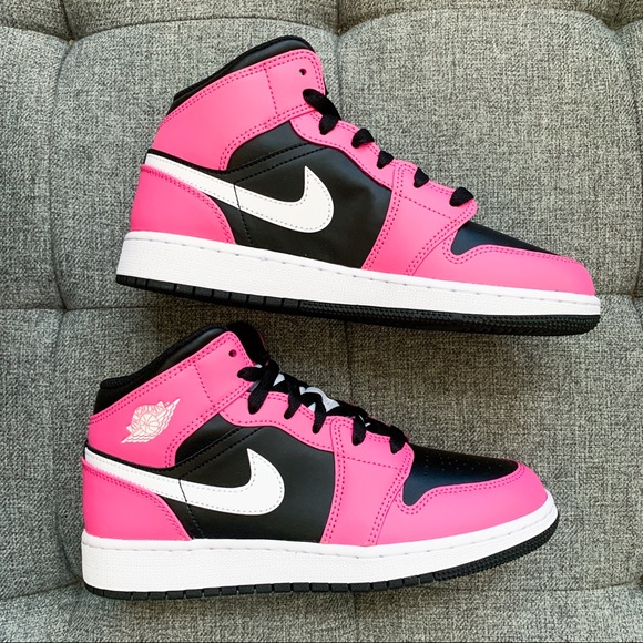 🖤💖 Nike Air Jordan 1 Retro mid black pink shoes - Picture 3 of 6